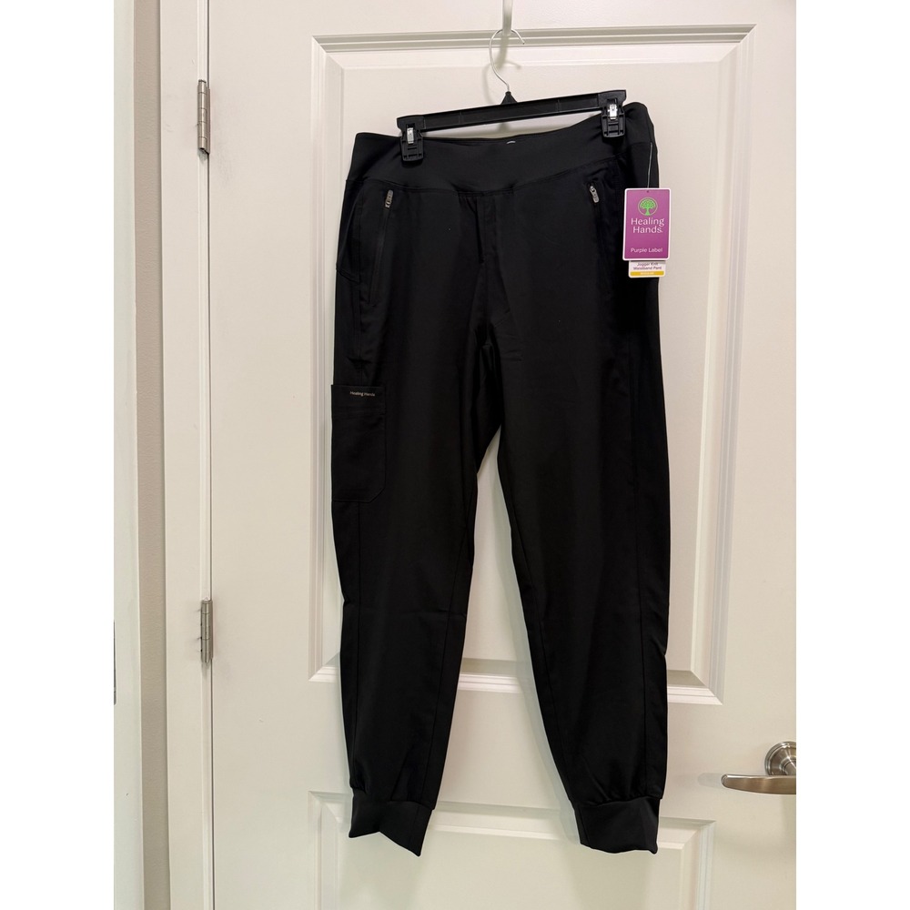 Healing Hands Purple Label Tara Jogger Scrub Pants Black 9233 Medium Regular NWT